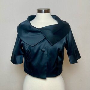 Beautifully Dramatic Draped Collar Short Sleeve Special Occasion Jacket SIZE S